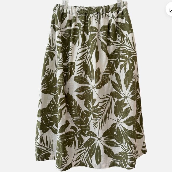 Abercrombie Linen-Blend High-Slit Maxi Skirt - XS petite in green pattern - Picture 2 of 5